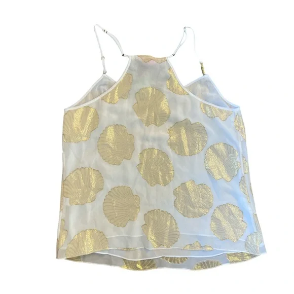 Lilly Pulitzer Dusk Top Shell Clip Dot Chiffon Large - Picture 5 of 8